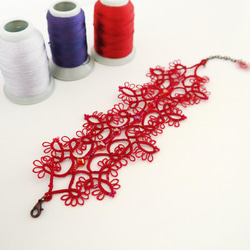 OYA Tatting lace bracelet [ROYAL] Scarlet 第2張的照片