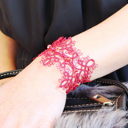 OYA Tatting lace bracelet [ROYAL] Scarlet 第1張的照片