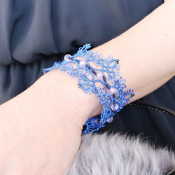 OYA Tatting lace bracelet [ROYAL] Royal Blue 第1張的照片