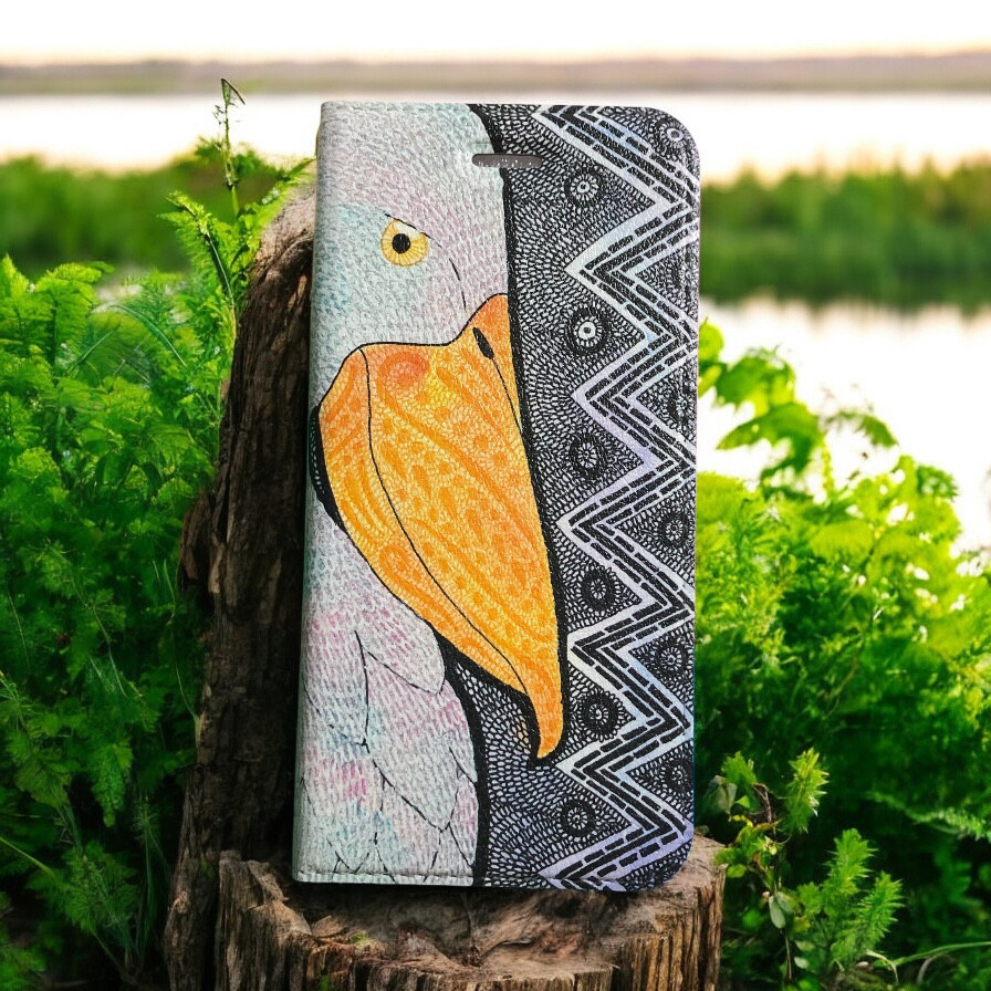 水辺のまどろみ｜セフニア｜ハシビロコウ｜帯なし手帳型iPhoneケース