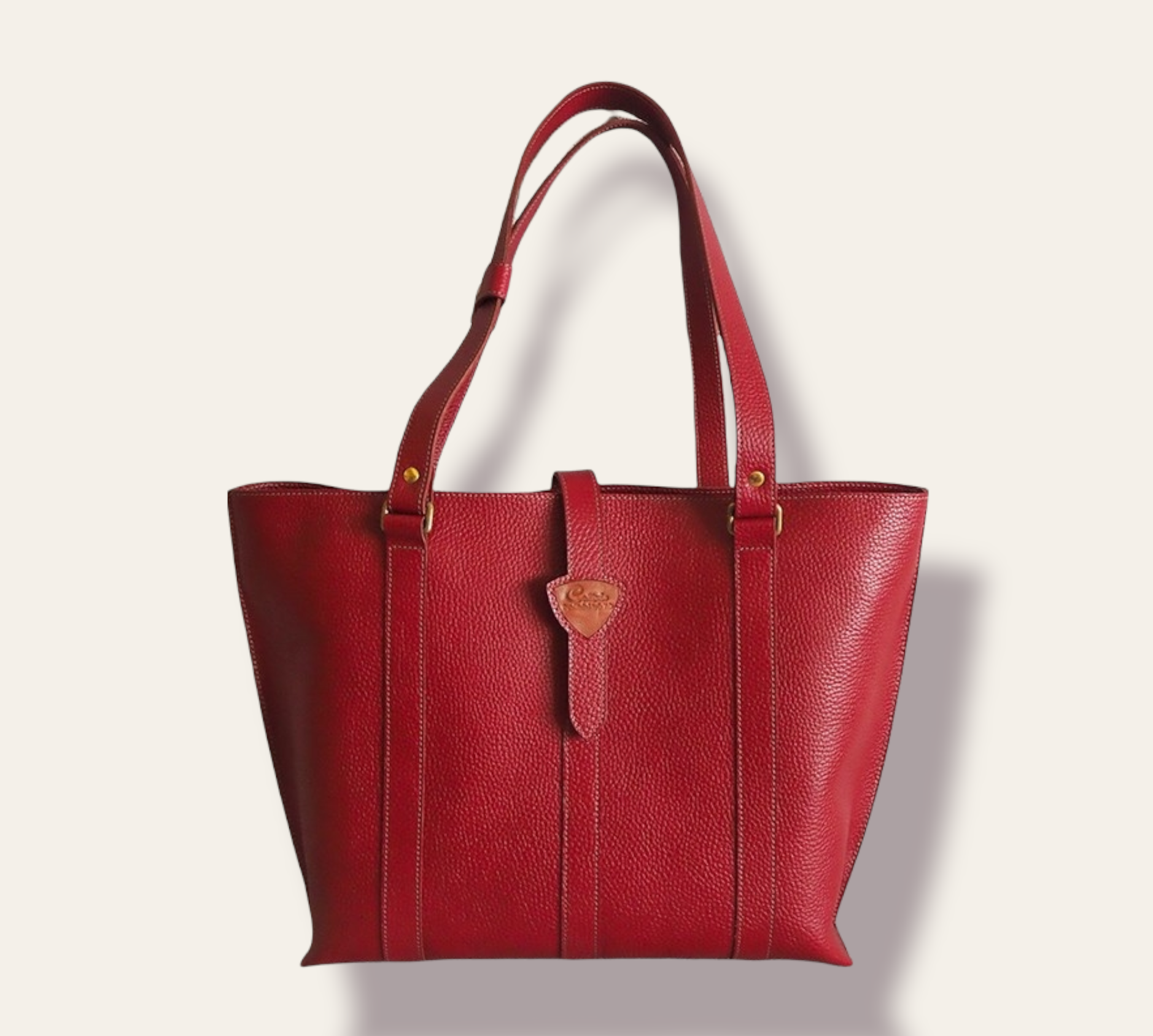 ￥3,000offクーポン配布中☆大人のためのキレイめ高級本革トートバッグ：クリムゾンレッド