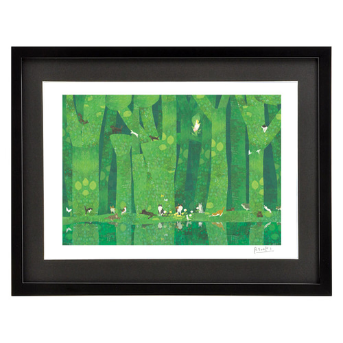 額装絵画【ワイド四切】いつか会える森 ※他サイズ、フレーム色変更可
