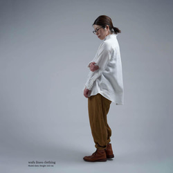 【wafu】Linen Shirt ピンタックシャツ スターチド・ブザム / ホワイト t033a-wht2 2枚目の画像