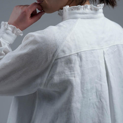 【wafu】Linen Shirt ピンタックシャツ スターチド・ブザム / ホワイト t033a-wht2 6枚目の画像
