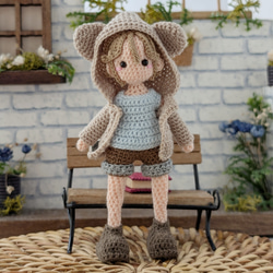 S]ミニチュア 茶クマ ジャケット 男の子 あみぐるみ【受注生産