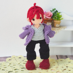 [[S]迷你紫貓夾克男孩 Amigurumi [定制] 第4張的照片