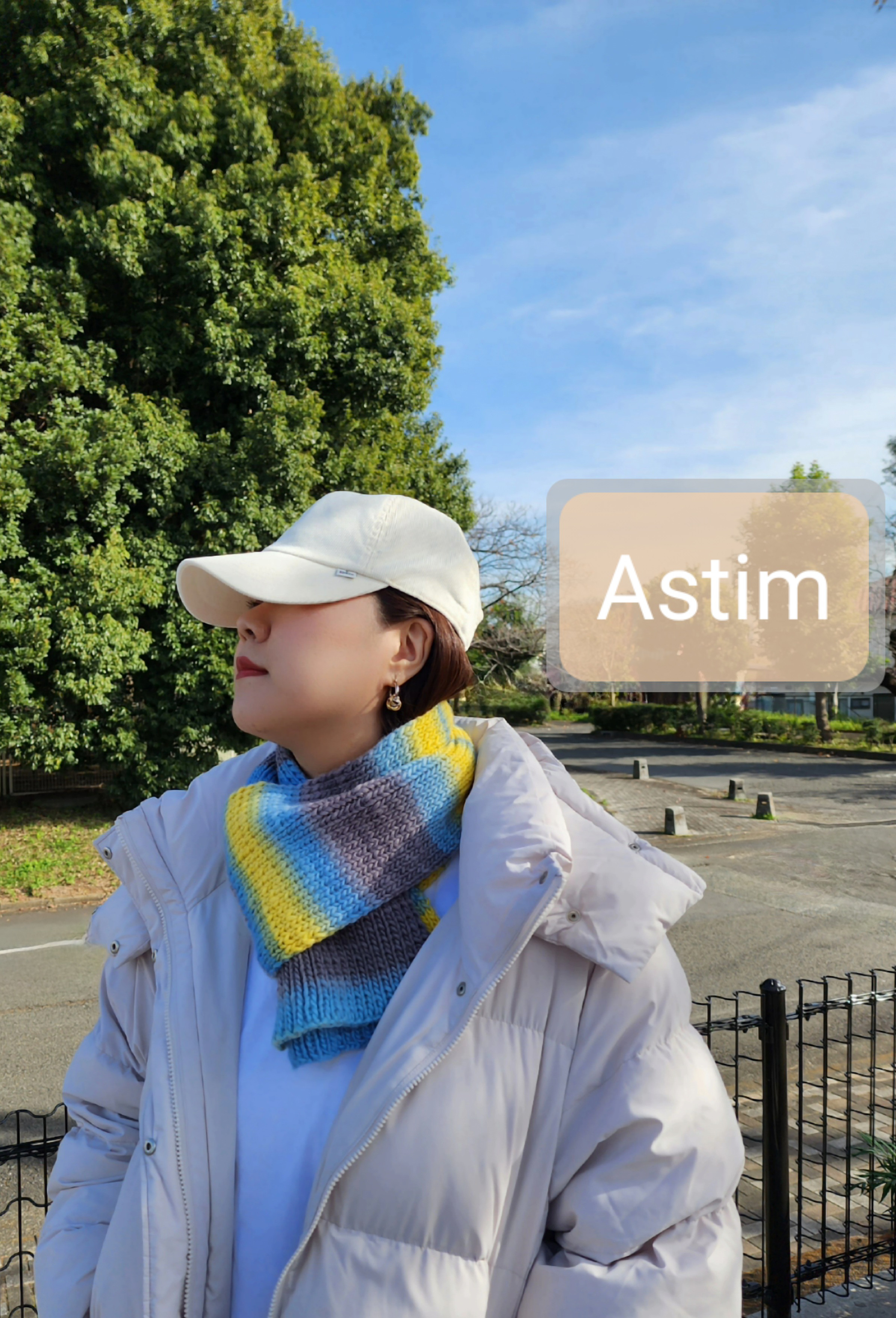 E105F【クリスマスギフト】北欧風カラーが楽しいブルー×イエロー×グレーのシンプルマフラー/ウール100％【送料無料】