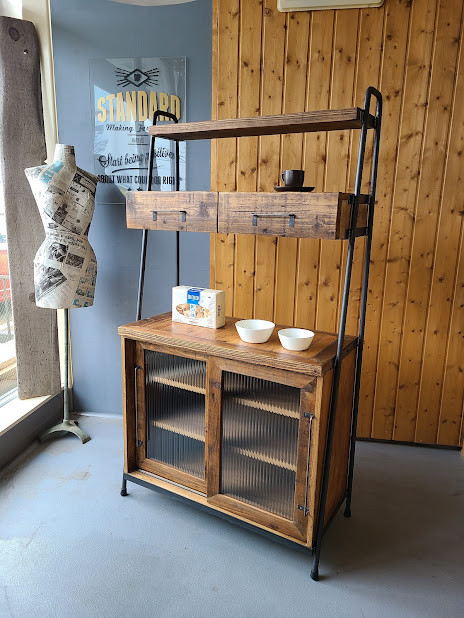 サイズオーダー可！超ワイド6枚パタパタキャビネット○シャビー  