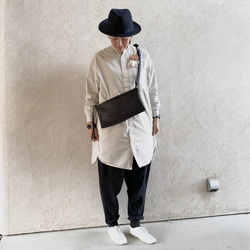 付け替えできるショルダー　レザー　ZIP BAG　M (long)   ブラック 3枚目の画像