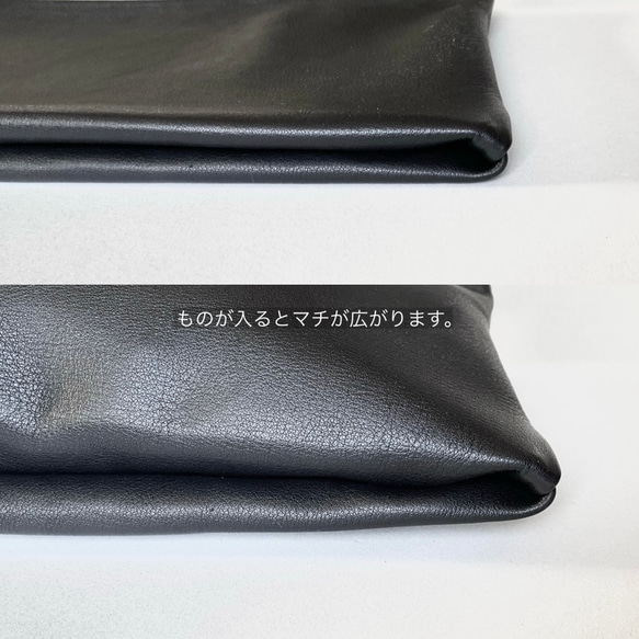 付け替えできるショルダー　レザー　ZIP BAG　M (long)   ブラック 11枚目の画像