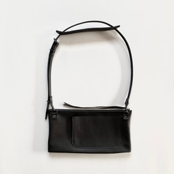 付け替えできるショルダー　レザー　ZIP BAG　M (long)   ブラック 13枚目の画像