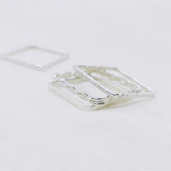 Square Silver Ring, Square Band, Geometric Ring, Unisex Ring