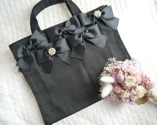 A4サイズ対応♡リボンバッグ♡リボントートバッグ♡サブバッグ トート