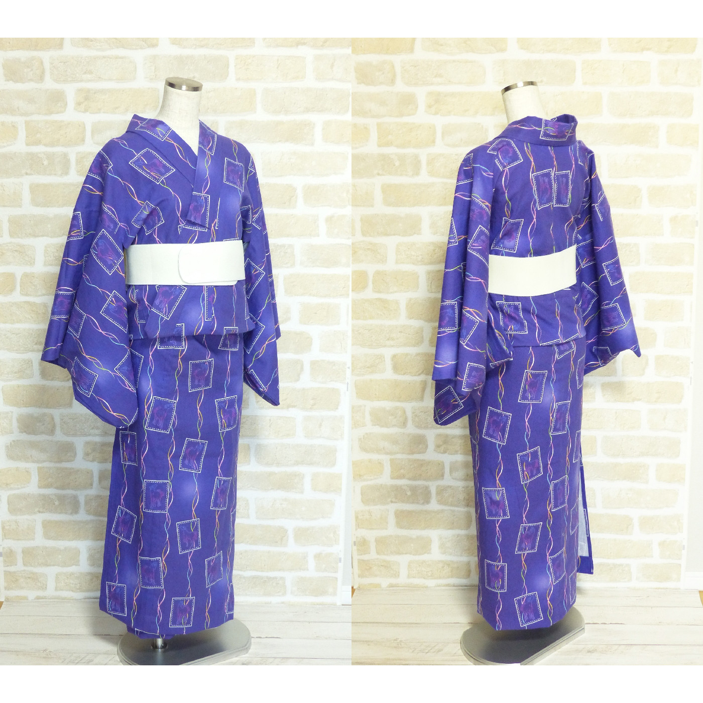 浴衣リメイク・麻・二部式・レース付き・ハンドメイド・新品