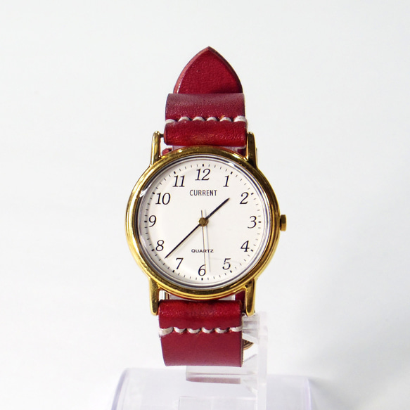 腕時計ベルト 腕時計バンド 牛革レザー 16mm〜20mmのラグ幅で制作 21色から選択可能 2枚目の画像