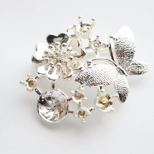 在庫処分』金アレ対応 色褪せにくい 2WAY 空枠 蝶々 ブローチ パーツ 1