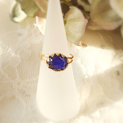 *rose bleue *ラピスラズリとクリスタルクォーツの フリーサイズ指輪/再 11枚目の画像