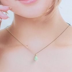 クリソプレーズ【Chrysoprase】 K18 ひと粒ネックレス 3枚目の画像