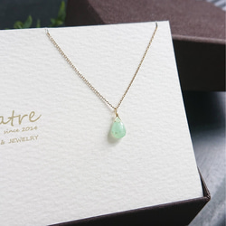 クリソプレーズ【Chrysoprase】 K18 ひと粒ネックレス 2枚目の画像