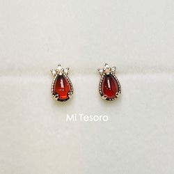 Mi Tesoro 石榴石=寶貝蛋/耳釘/耳針/天然石ガーネットピアス 第2張的照片