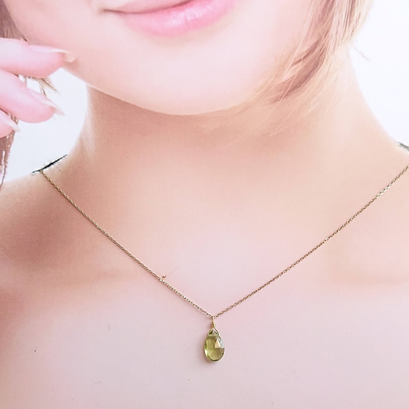 ペリドット【Peridot】 K18 ひと粒ネックレス 3枚目の画像