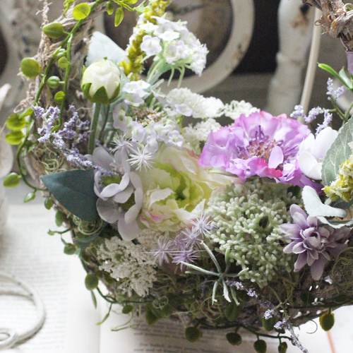 パープルフラワーのバッグリース リース petit chocolat 通販 8429890