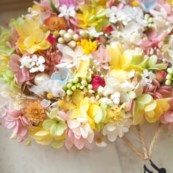 《家族の名前入り◎新築祝い/結婚祝い/玄関飾り》幸せのバルーン♪プリザーブドフラワーとドライのファミリーウェルカムボ―ド 6枚目の画像