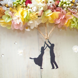 《家族の名前入り◎新築祝い/結婚祝い/玄関飾り》幸せのバルーン♪プリザーブドフラワーとドライのファミリーウェルカムボ―ド 5枚目の画像