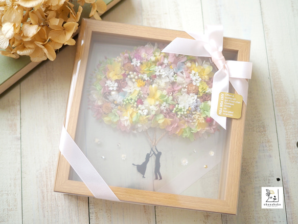 《家族の名前入り◎新築祝い/結婚祝い/玄関飾り》幸せのバルーン♪プリザーブドフラワーとドライのファミリーウェルカムボ―ド 9枚目の画像