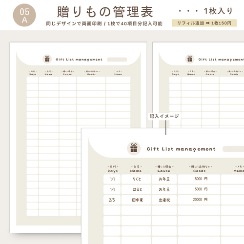 eri家計簿オプション一覧 匿名配送対応【B5版】オリジナル家計簿/家計簿フォーマット/詰め合わせ