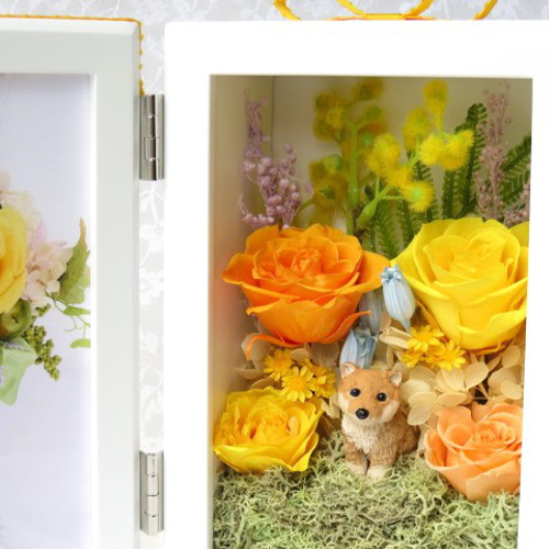 お名前入れ＆メッセージ 結婚祝い♪ ペットのフラワーフォトフレーム