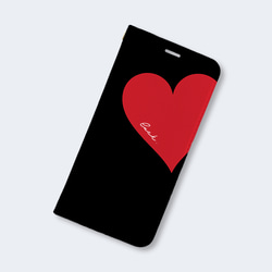 Big Heart♡Red　手帳型ケース　iPhoneケース　ハート　レッド　名入れ 文字れ 2枚目の画像