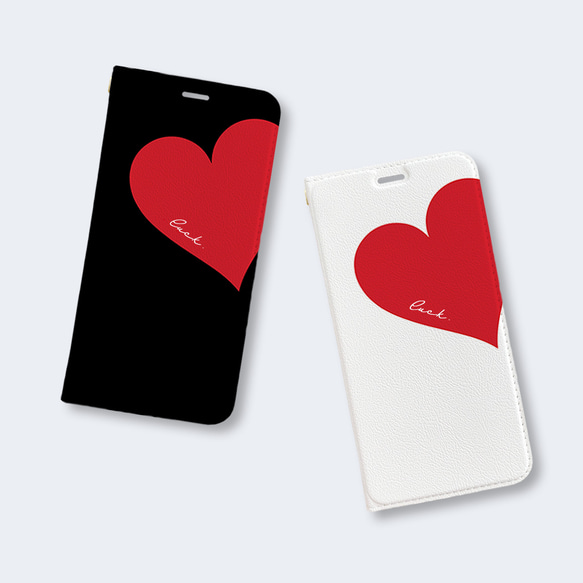 Big Heart♡Red　手帳型ケース　iPhoneケース　ハート　レッド　名入れ 文字れ 8枚目の画像