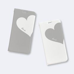 Big Heart♡Gray　　手帳型ケース　iPhoneケース　ハート　グレー　スマホケース 8枚目の画像