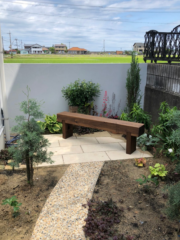 【タイムセール】幅125cmフラワーガーデンどっしりベンチ 防腐処理 ◎横幅125cmフラワーガーデンどっしりベンチ☆防腐処理 | SantaPa design