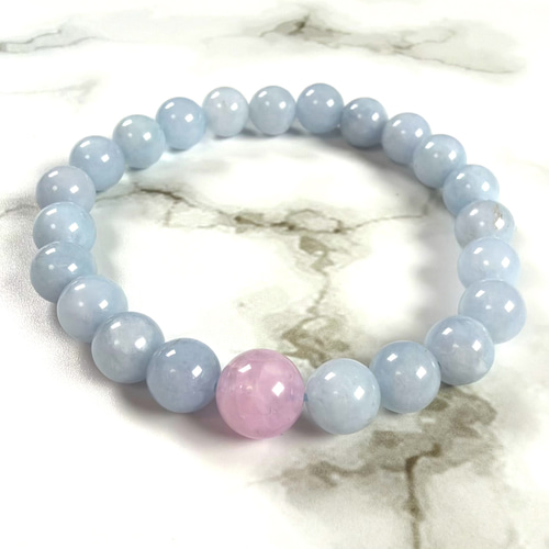 クンツァイトとアクアマリンのブレスレット sb3135 天然石 pinky 通販