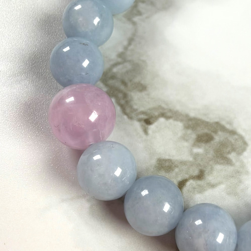 クンツァイトとアクアマリンのブレスレット sb3135 天然石 pinky 通販