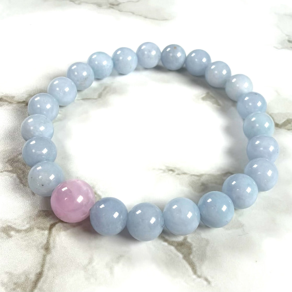 クンツァイトとアクアマリンのブレスレット sb3135 天然石 pinky 通販