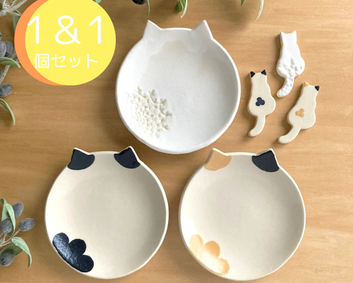 ルータ・インドラシューテ作　中皿　陶器　猫 ルータ・インドラシューテ作 中皿 陶器 猫 ルータ・インドラ