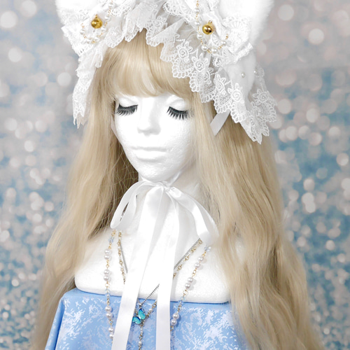 antique beast ミミズク　フクロウ風　猫耳　ヘッドドレス　白 antique beast ミミズク フクロウ風 猫耳 ヘッドドレス 白 362
