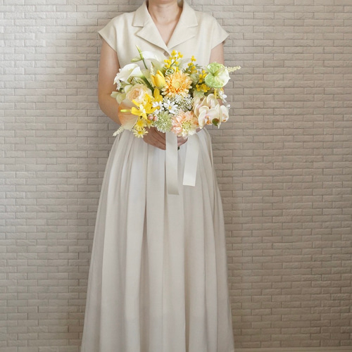 ブーケ アーティフィシャルフラワー イエローウェディングブーケ