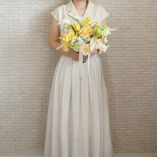 ブーケ アーティフィシャルフラワー イエローウェディングブーケ
