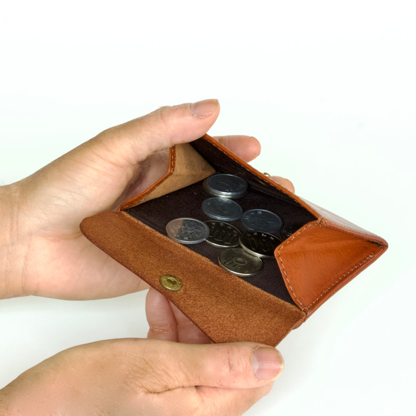 フラグメントケース お札二つ折り | Italy本革・レザー　【letamiW】コニャック 厚み約10mm 30枚 お札：2つ折り 20枚 カード3枚 あえて