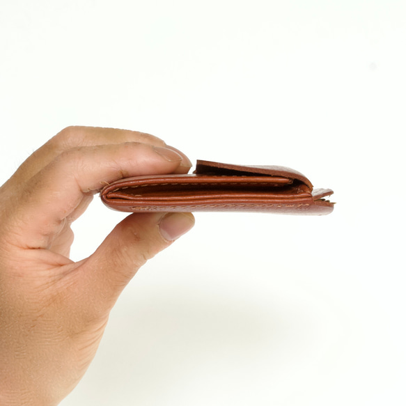 フラグメントケース お札二つ折り | Italy本革・レザー　【letamiW】コニャック 厚み約10mm 30枚 お札：2つ折り 20枚 カード3枚 あえて