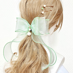 妖精のリボン(グリーン) ヘアクリップ・バナナクリップ Magie du ruban