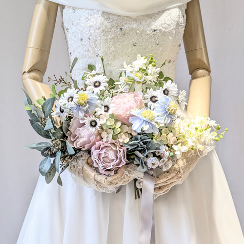 ウェディング ブーケ、ブートニア ウエディングブーケ ブートニア セット Tata8】ウェディングブーケ