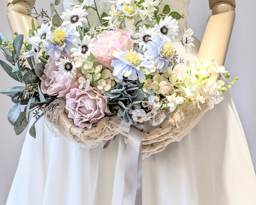 エレガントなホワイトウェディングブーケ ホワイトウェディングブーケ【結婚式/ウェディング/リゾート婚