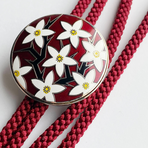 カラタチ 七宝焼きのループタイ ボロタイ 丹銅メタル七宝 シルク紐使用