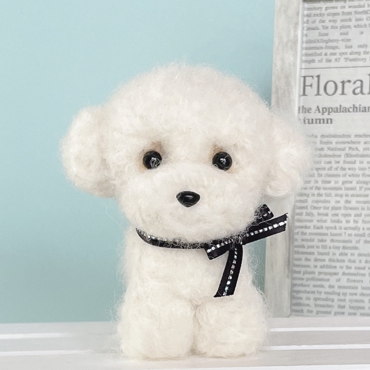 トイプードル（ホワイト　白）の羊毛フェルト　犬