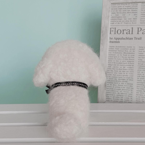 トイプードル（ホワイト 白）の羊毛フェルト 犬 羊毛フェルト
